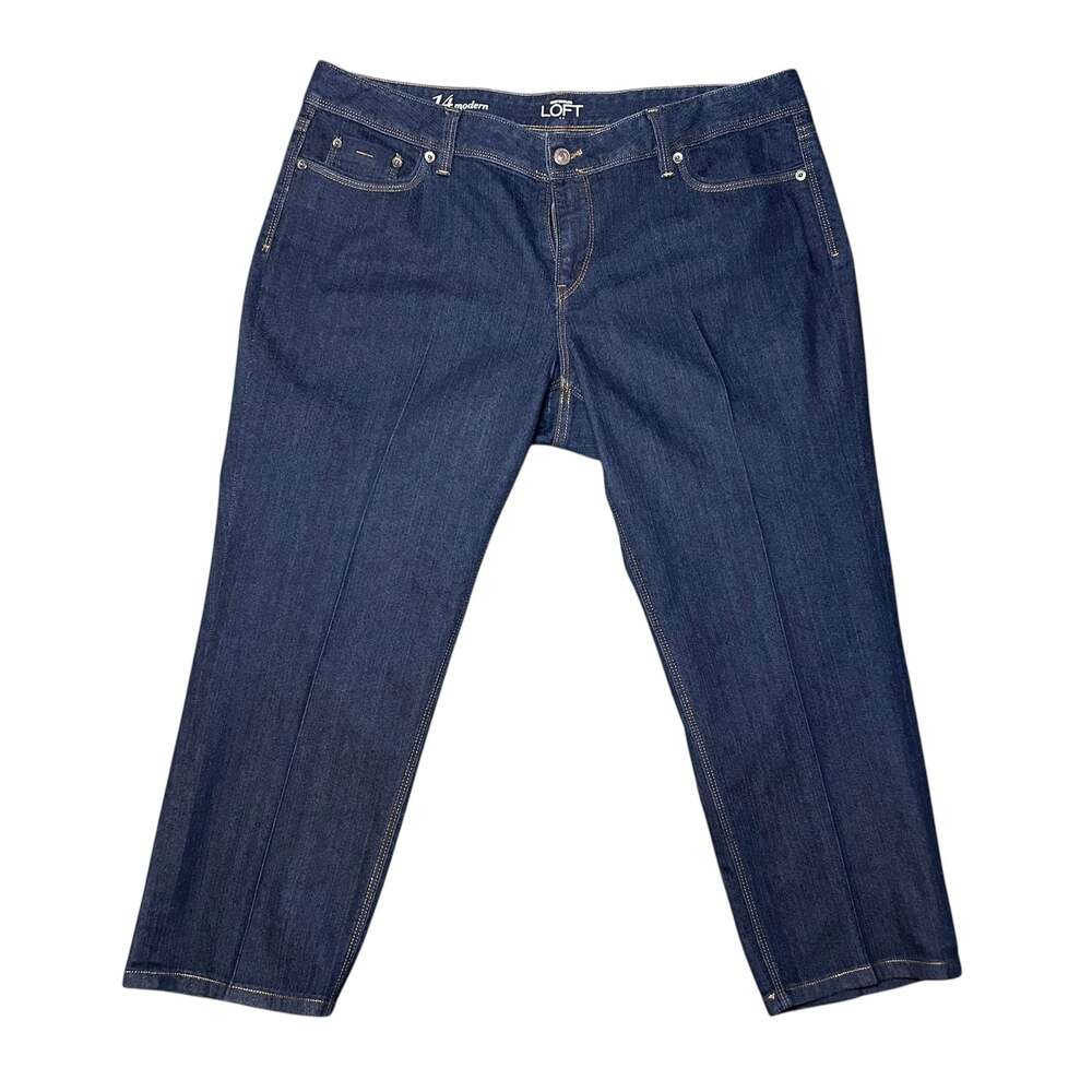 Ann Taylor LOFT Modern Straight Jeans Size 14 Large Womens Mid Rise #200